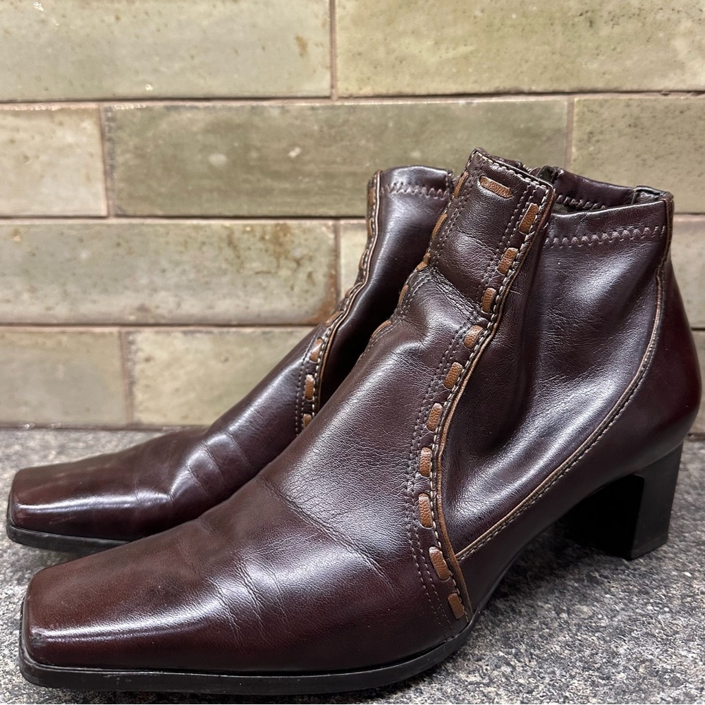 Franco Sarto Brown Leather Ankle Boots Women’s Size 7